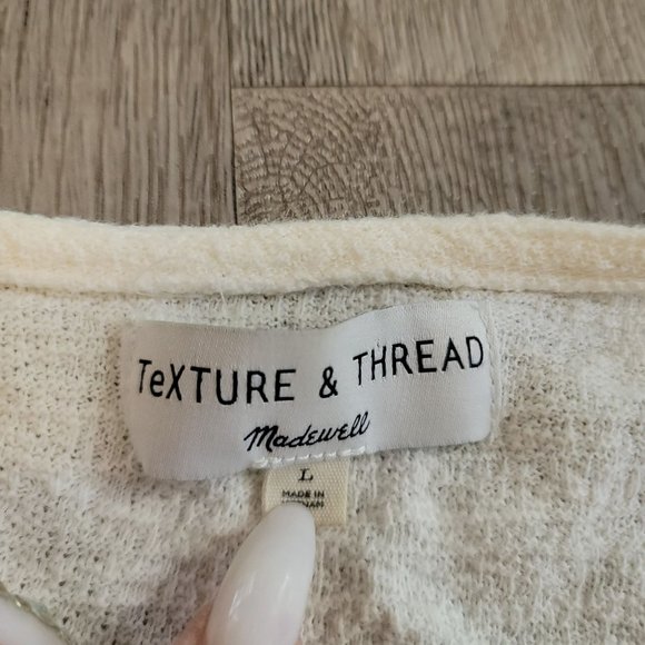 Madewell texture & thread style # j8537 100% cotton cream tie front tee shirt Lg - Picture 7 of 8